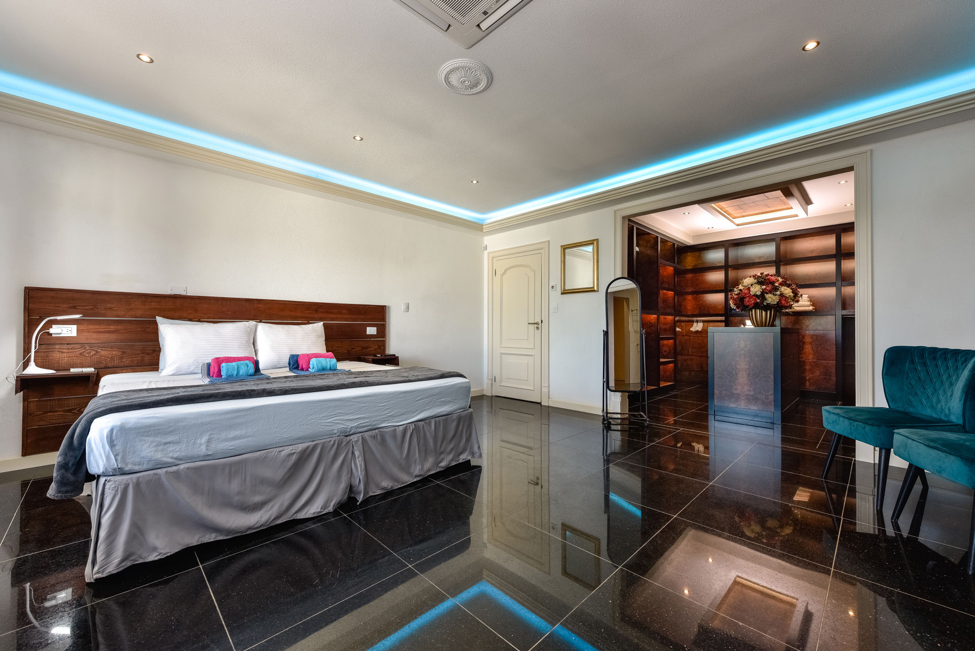 Spacious master bedroom with king bed